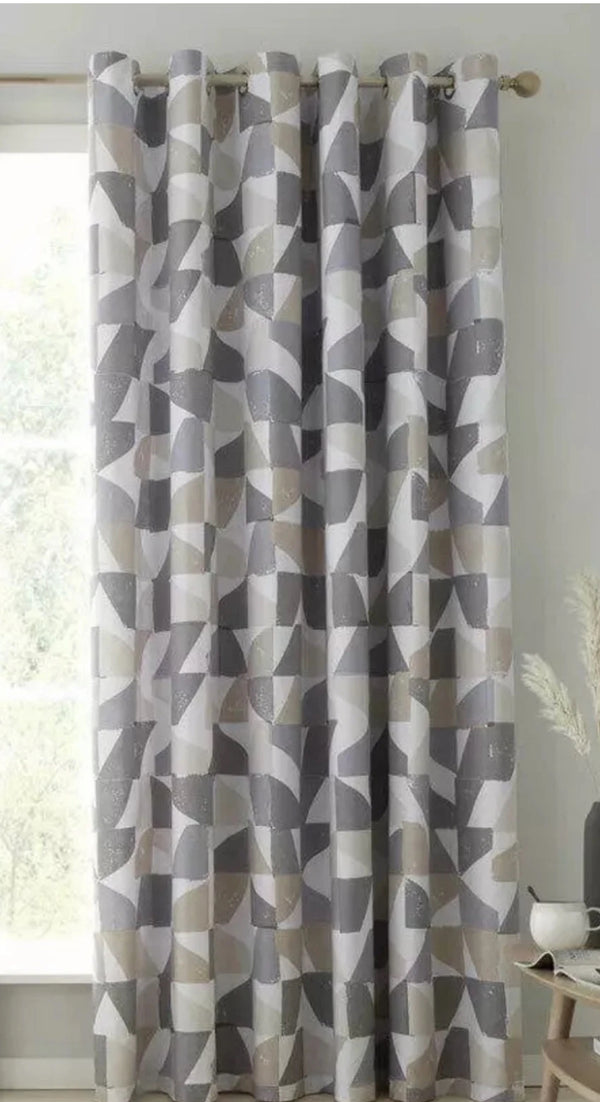 Grey Scandi Thermal Eyelet Winter Door Curtain
